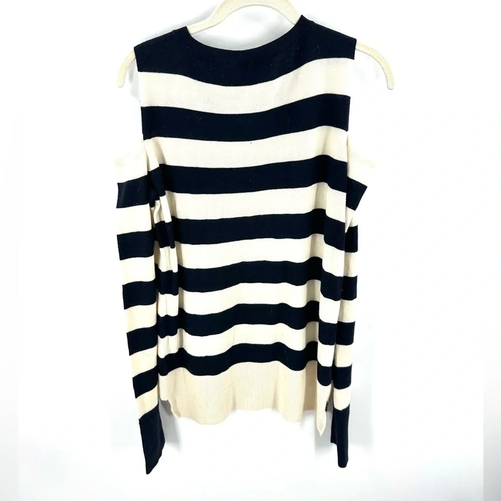 Pam & Gela Sweater Womens Small Wool Cotton Side Zip Nautical Preppy Stretch